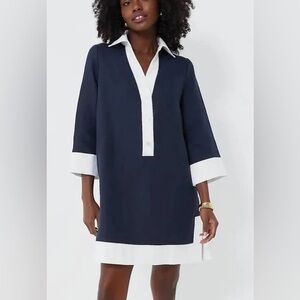 Tuckernuck Navy Collier Linen Dress